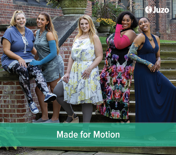 Women modeling Juzo medical compression products